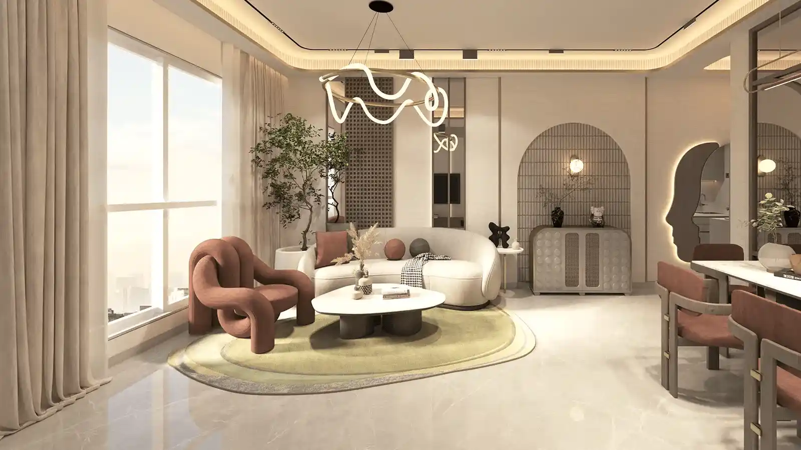 Spacious living room in Aarohana Kaggalipura premium apartments