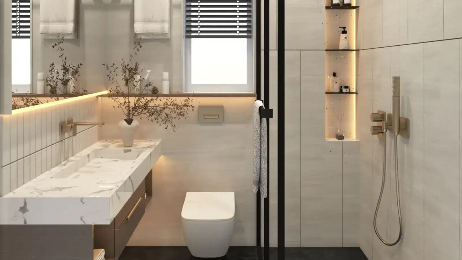 Luxury bathroom with premium fittings in Kaggalipura South Bangalore